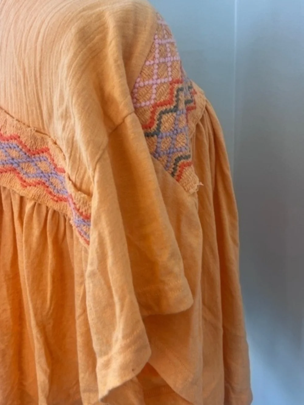 Free People Market Embroidered Top in Carrot